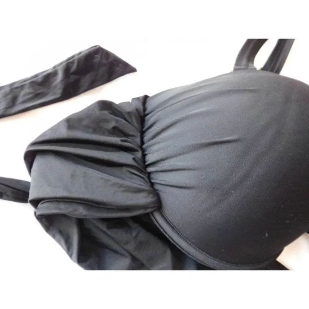 Swimsuits for All CRISSCROSS WRAP UNDERWIRE BIKINI TOP Black 16 D/DD NEW